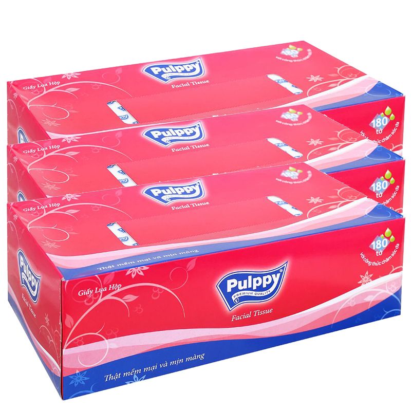  Khăn giấy lụa Pulppy 2 lớp hộp 180 tờ 