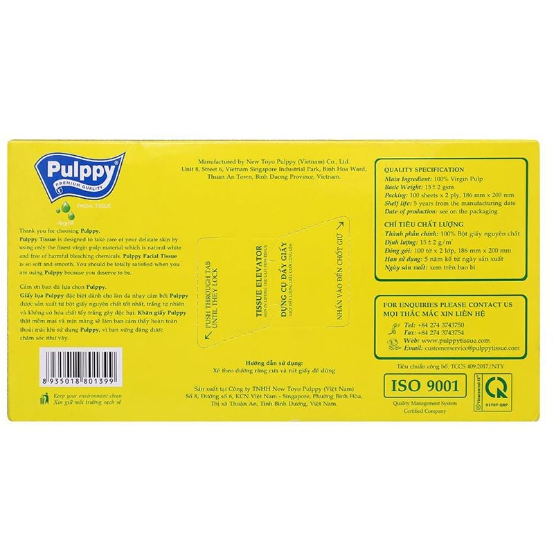  Khăn giấy lụa Pulppy hương trà xanh 2 lớp hộp 100 tờ 