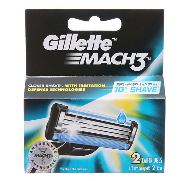  Lưỡi dao cạo râu 3 lưỡi Gillette Mach 3 2 cái 
