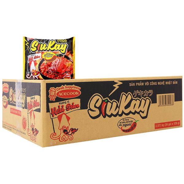  Mì cay SiuKay vị hải sản thùng 24 gói x 128g 