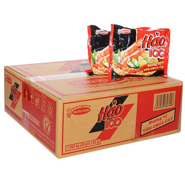  Mì Hảo 100 vị tôm chua cay thùng 30 gói x 65 g 