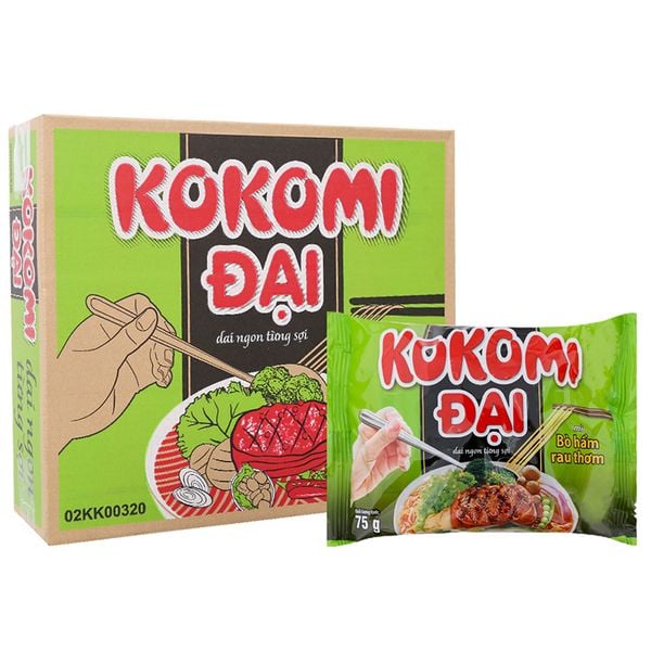  Mì Kokomi Đại bò hầm rau thơm thùng 30 gói x 75g 