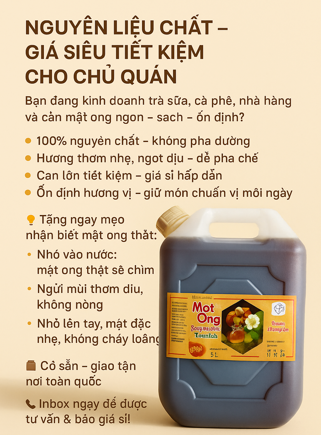  Mật ong tự nhiên nguyên chất Phương Nam bộ 2 can x 5 lít 