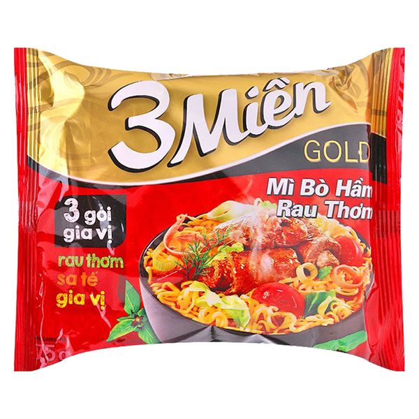  Mì 3 Miền Gold bò hầm rau thơm gói 75g 