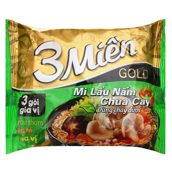  Mì 3 Miền Gold lẩu nấm chua cay gói 75g 