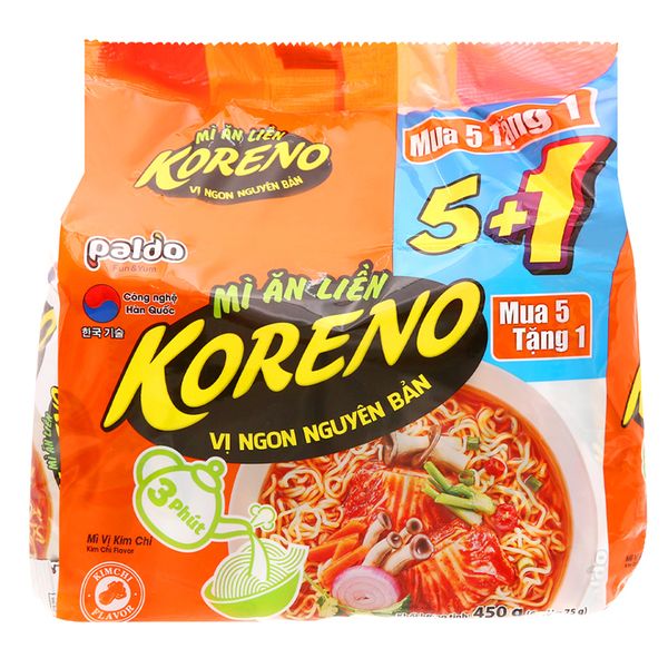  Mì ăn liền Koreno vị kim chi lốc 5 gói x 73g 