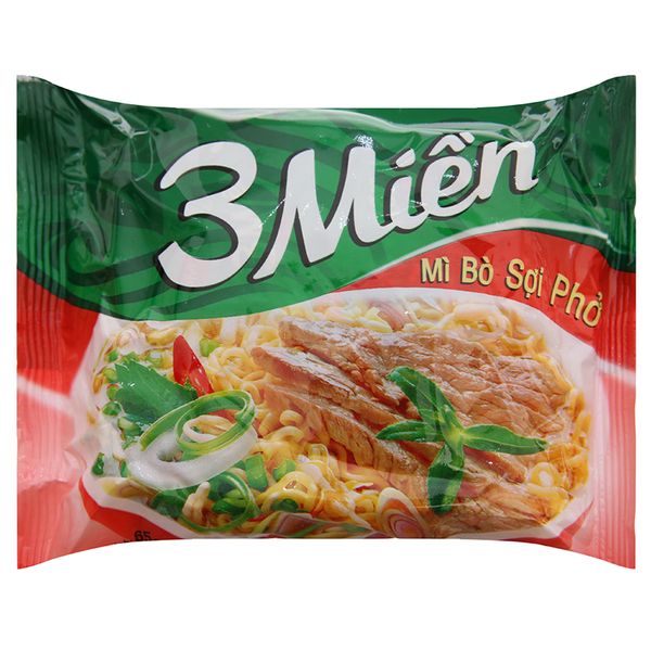  Mì bò sợi phở 3 Miền gói 65g 