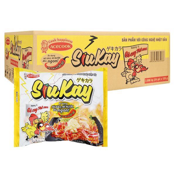  Mì cay SiuKay vị gà phô mai thùng 30 gói x 129g 