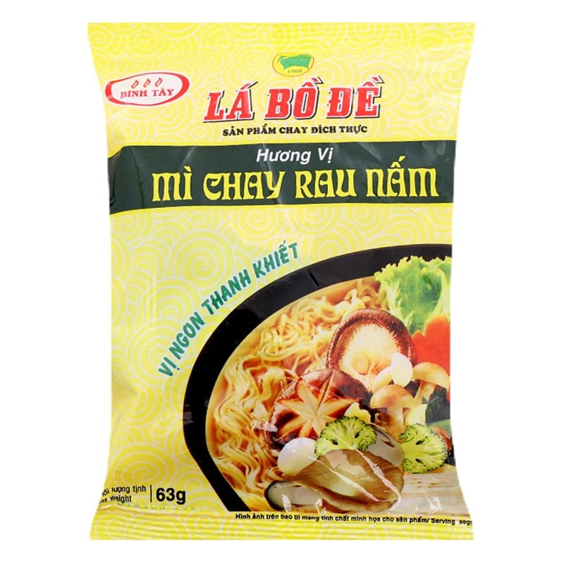  Mì chay Lá Bồ Đề rau nấm thùng 30 gói x 65g 