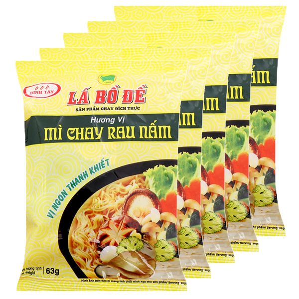  Mì chay Lá Bồ Đề rau nấm lốc 5 gói x 65g 