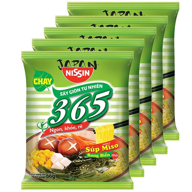  Mì chay Nissin 365 súp Miso rong biển gói 66g 
