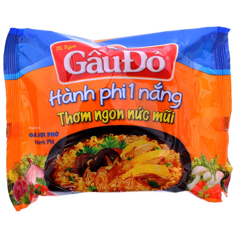  Mì gà sợi phở hành phi Gấu Đỏ thùng 30 gói x 64 g 
