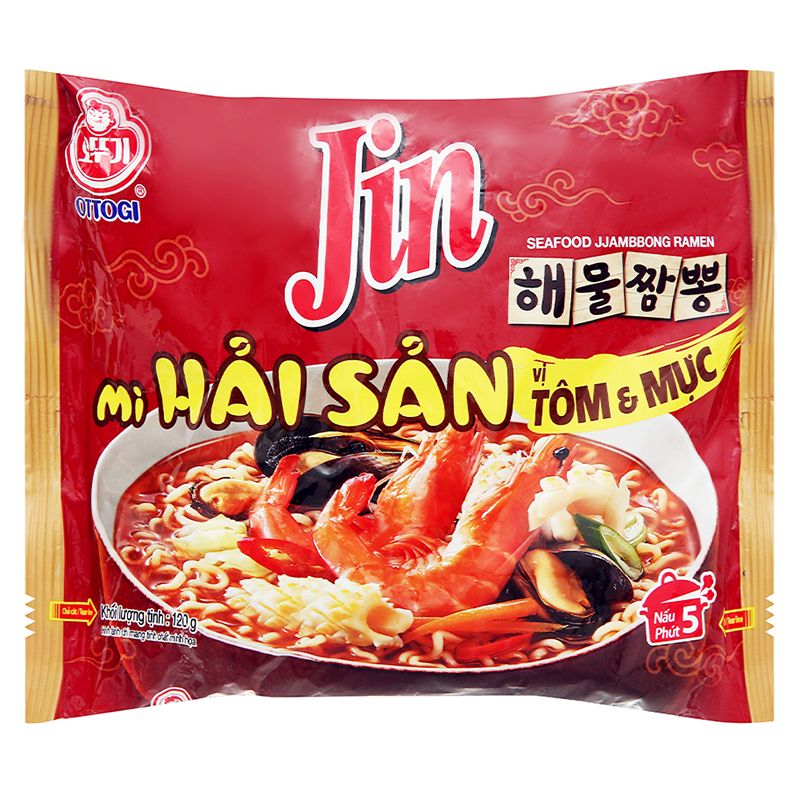  Mì hải sản Jin Ottogi vị tôm và mực thùn 20 gói x 120g 