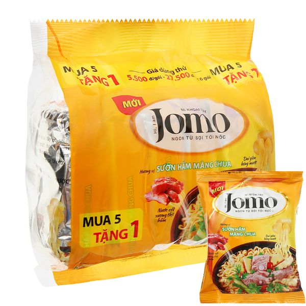  Mì Jomo vị sườn hầm măng chua lốc 6 gói x 80 g 