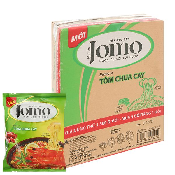  Mì Jomo vị tôm chua cay thùng 30 gói x 80 g 