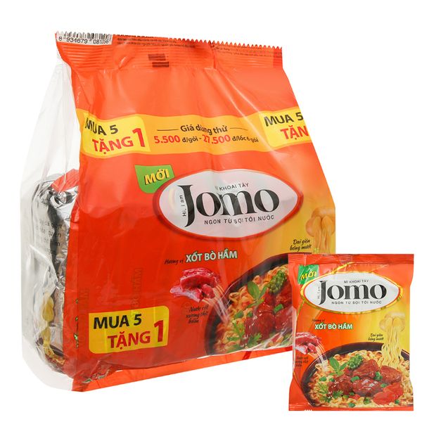  Mì Jomo vị xốt bò hầm lốc 6 gói x 78 g 