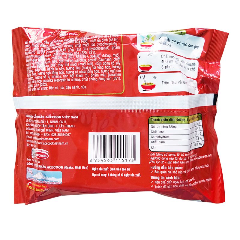  Mì khoai tây Acecook Potato King vị lẩu nấm sụn bò thùng 24 gói x 85g 