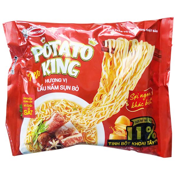  Mì khoai tây Acecook Potato King vị lẩu nấm sụn bò gói 85g 