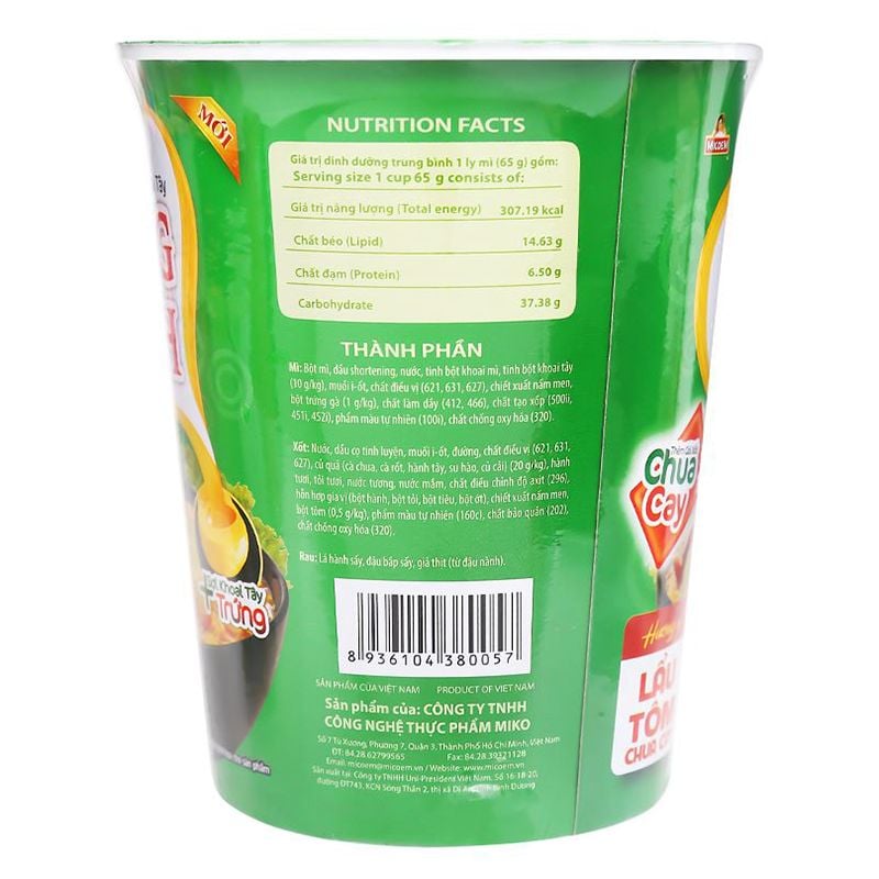  Mì khoai tây Cung Đình lẩu tôm chua cay ly 65g 