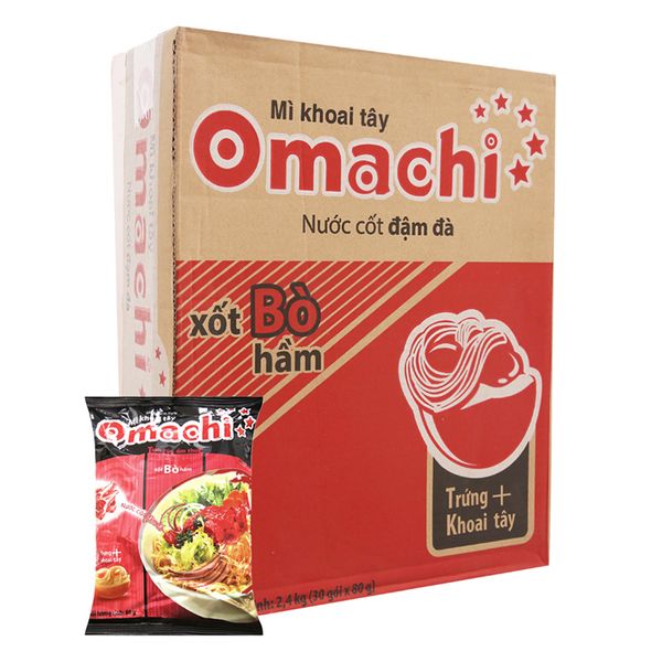  Mì khoai tây Omachi xốt bò hầm thùng 30 gói x 80g 