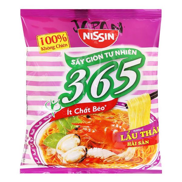  Mì không chiên Nissin 365 Lẩu Thái Hải sản gói 68g 