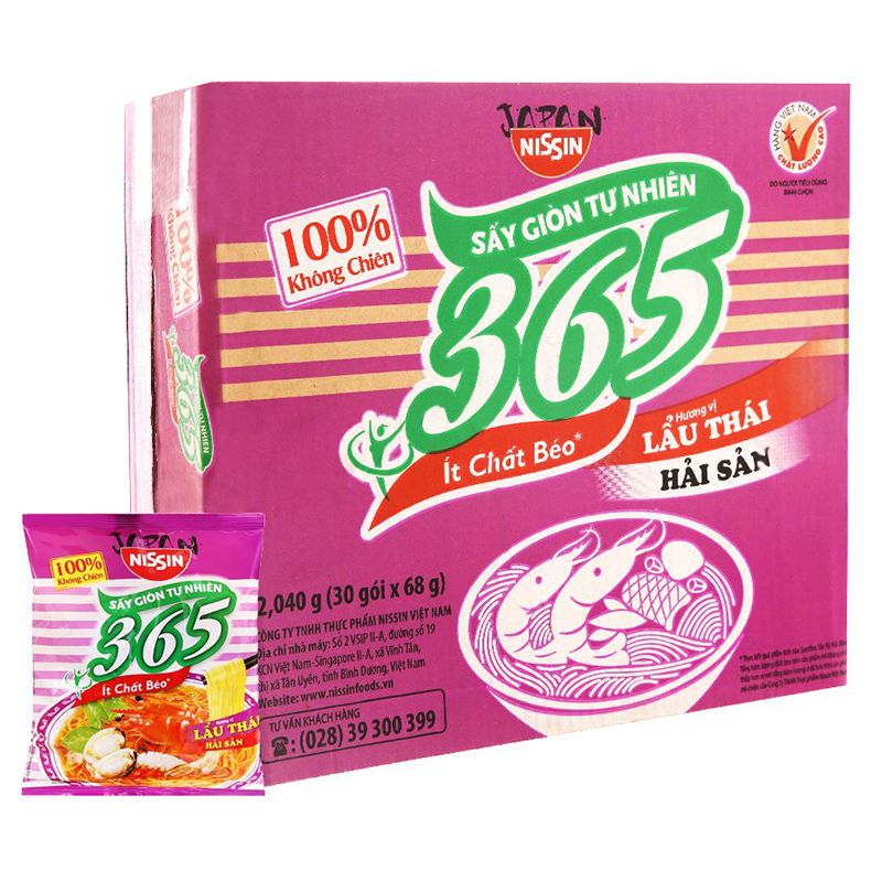  Mì không chiên Nissin 365 lẩu thái hải lốc 5 gói x 68g 