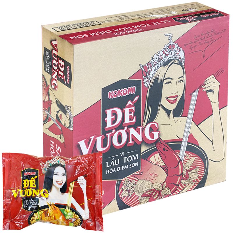  Mì Kokomi Đế Vương vị lẩu tôm hỏa diệm sơn thùng 30 gói x 75g 