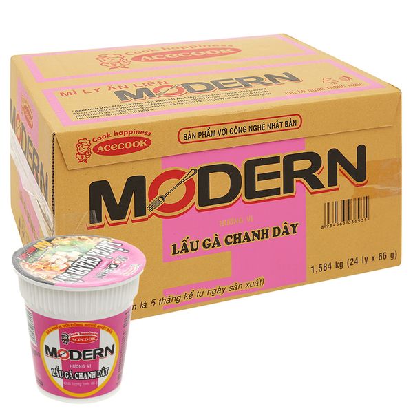  Mì Modern lẩu gà chanh dây thùng 24 ly x 66g 