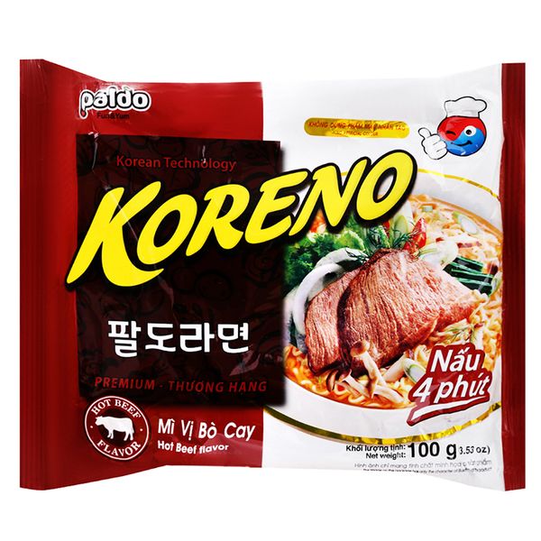  Mì nấu Koreno Paldo vị bò cay gói 100g 