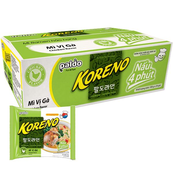  Mì nấu Koreno Paldo vị gà thùng 24 gói x 100g 