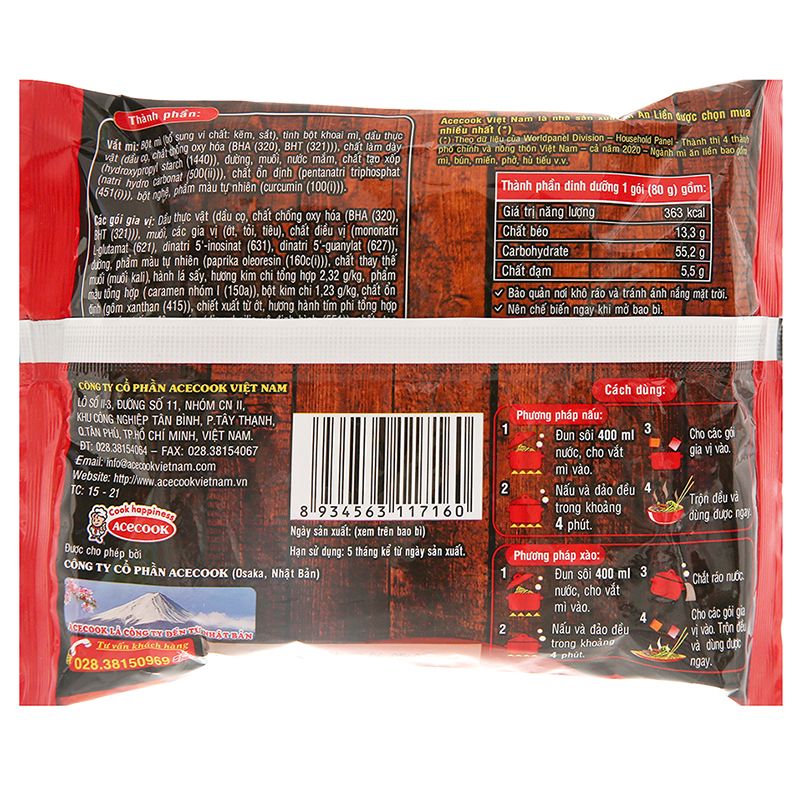  Mì nấu Maxkay vị kim chi thùng 24 gói x 80g 