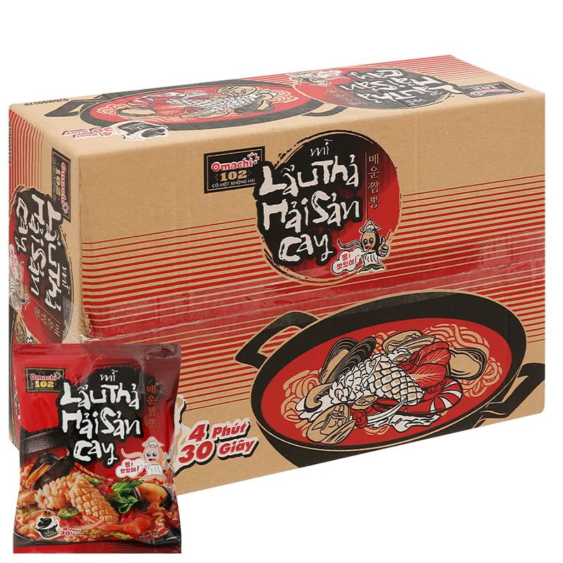  Mì nấu Omachi 102 lẩu thả hải sản cay lốc 5 gói x 108g 