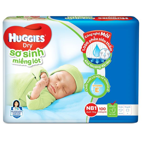  Miếng lót Huggies Newborn 1 dưới 5kg gói 100 miếng 