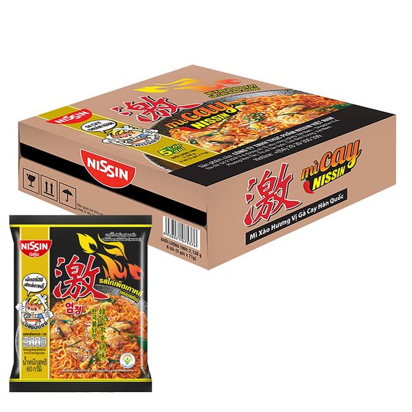  Mì Nissin vị gà cay Hàn Quốc thùng 30 gói x 60 g 