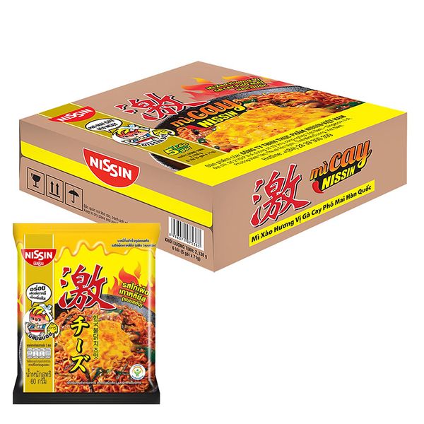  Mì Nissin vị gà cay phô mai Hàn Quốc thùng 30 gói x 60 g 