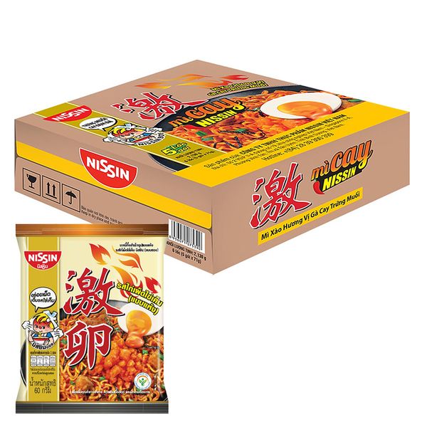  Mì Nissin vị gà cay trứng muối Hàn Quốc thùng 30 gói x 60 g 