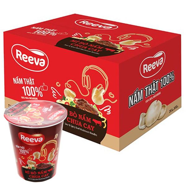  Mì Reeva bò nấm chua cay thùng 24 ly x 65g 