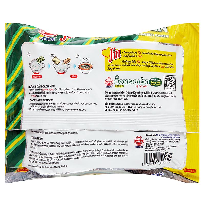  Mì rong biển Jin Ottogi lốc 5 gói x 120g 