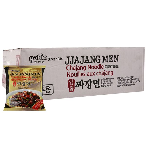  Mì trộn Paldo Jjajang Men tương đen thùng 12 gói x 200g 