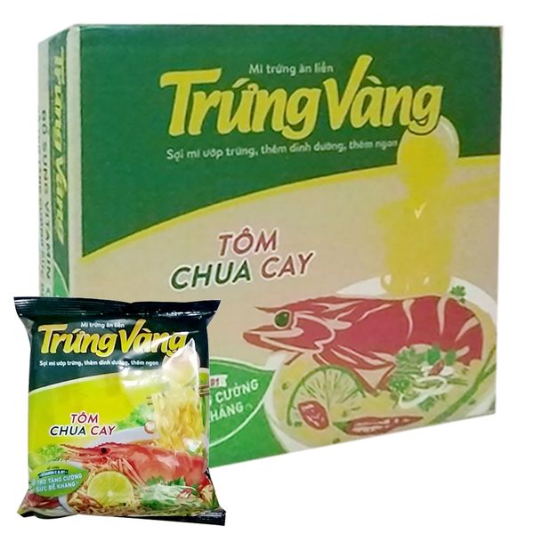  Mì Trứng Vàng Gấu Đỏ tôm chua cay thùng 30 gói x 75 g 