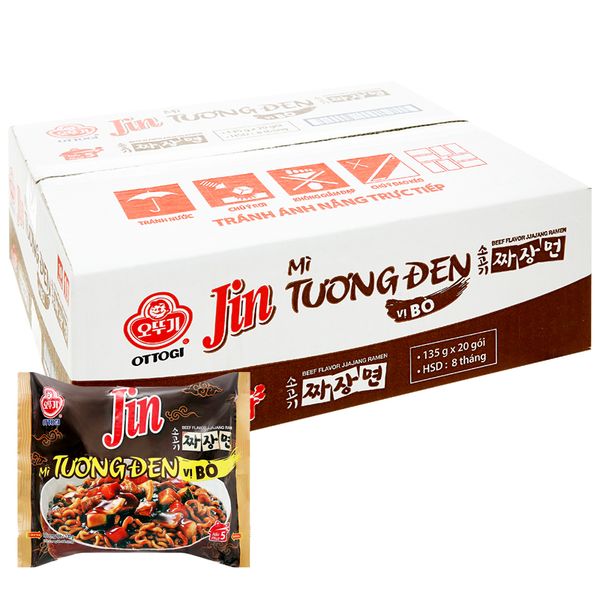  Mì tương đen Jin Ottogi vị bò thùng 20 gói x 135g 