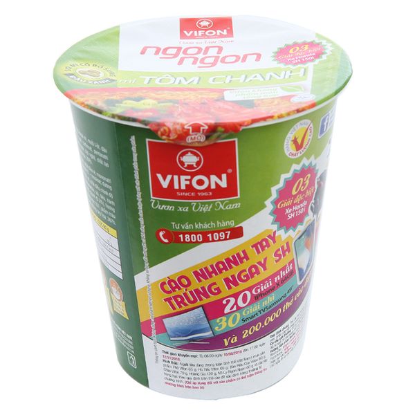  Mì Vifon Ngon Ngon tôm chanh ly 60g 