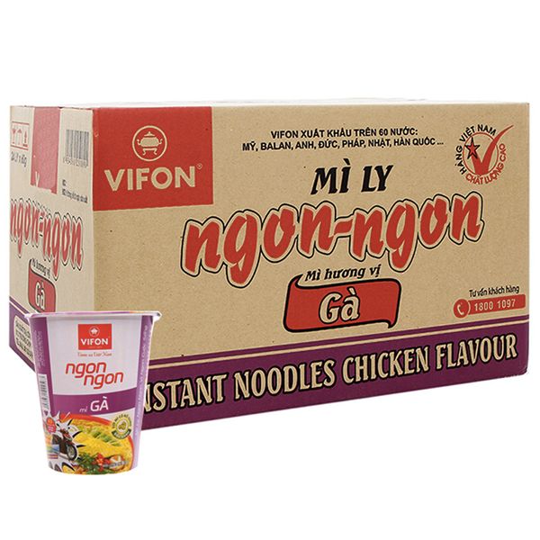  Mì Vifon Ngon Ngon vị gà thùng 24 ly x 60g 