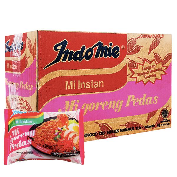  Mì xào khô Indomie Goreng Pedas vị cay nồng thùng 40 gói x 79gr 