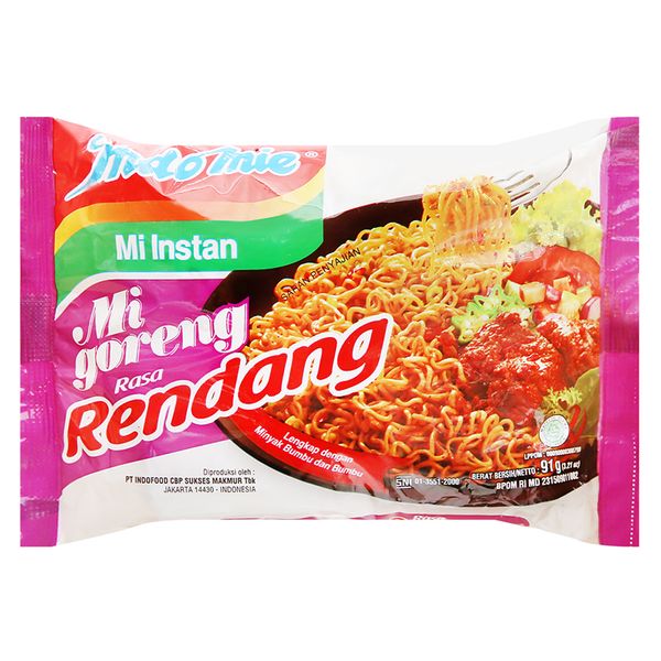  Mì xào khô Indomie Goreng Rendang vị bò cay gói 91g 