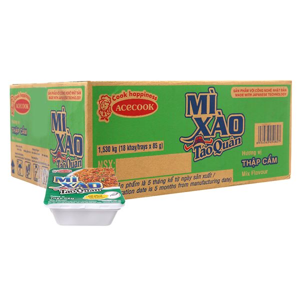  Mì xào khô Táo Quân thập cẩm thùng 18 khay x 85g 