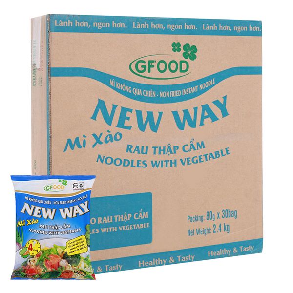  Mì xào New Way rau thập cẩm thùng 30 gói x 80g 