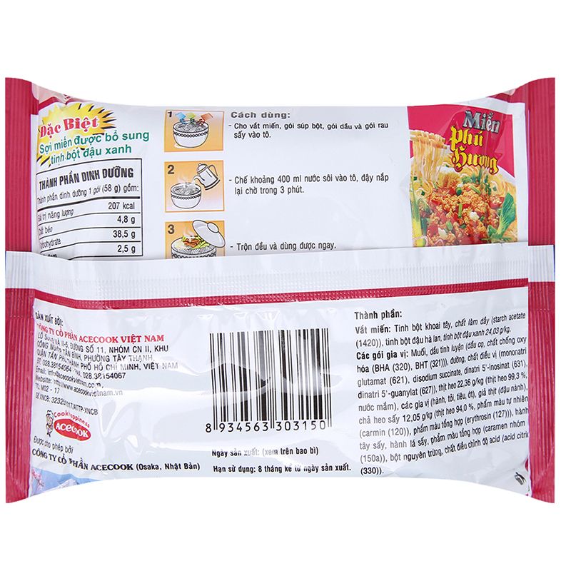  Miến Phú Hương thịt bằm gói 58g 