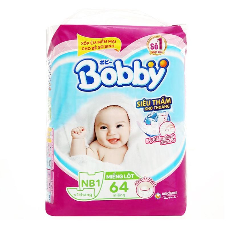  Miếng lót sơ sinh Bobby Newborn cho bé dưới 1 tháng gói 108 miếng 