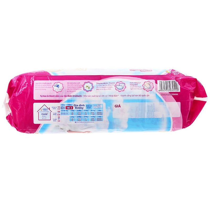  Miếng lót sơ sinh Bobby size NB2 cho bé trên 1 tháng bộ 2 gói x 60 miếng 